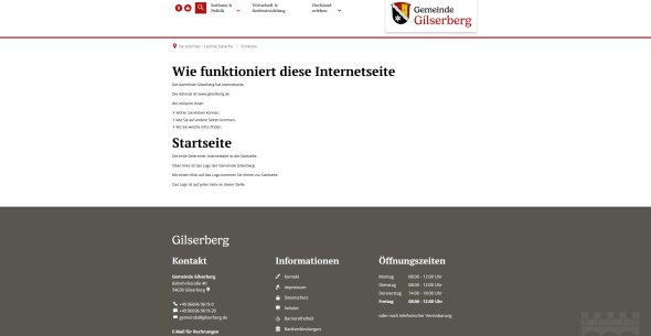 Screenshot der Seite Leichte Sprache / Funktion