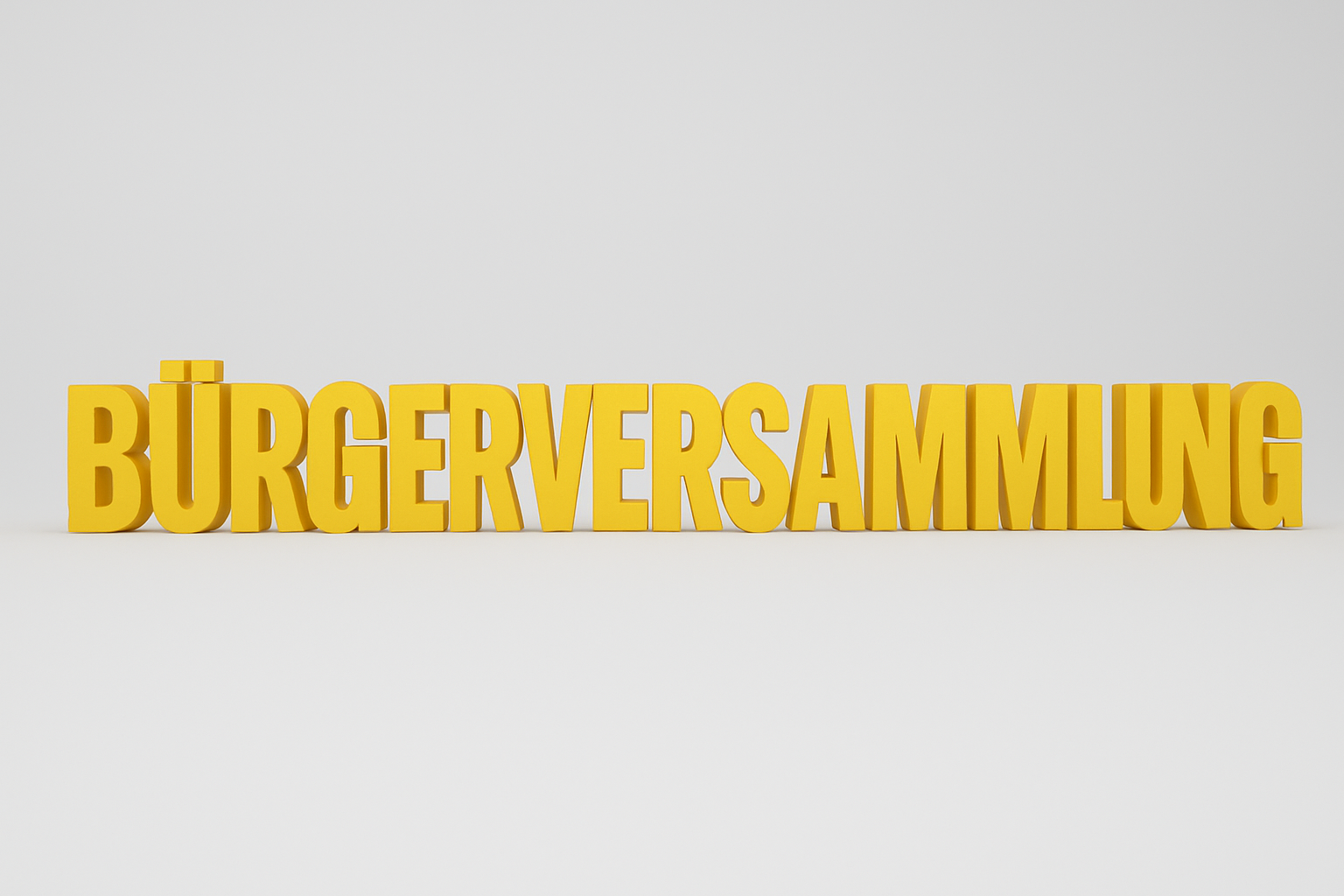 das Wort Bürgerversammlung wird in 3D abgebildet