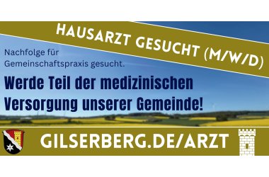 Hausarzt (m/w/d) als Nachfolge für Gemeinschaftspraxis gesucht. Werde Teil der medizinischen Versorgung unserer Gemeinde! Infos auf gilserberg.de/arzt